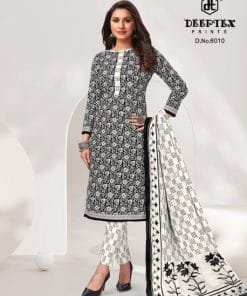 Deeptex Aaliza Black And White Wholesale Cotton Dress Material