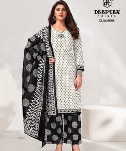 Deeptex Aaliza Black And White Wholesale Cotton Dress Material