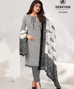 Deeptex Aaliza Black And White Wholesale Cotton Dress Material