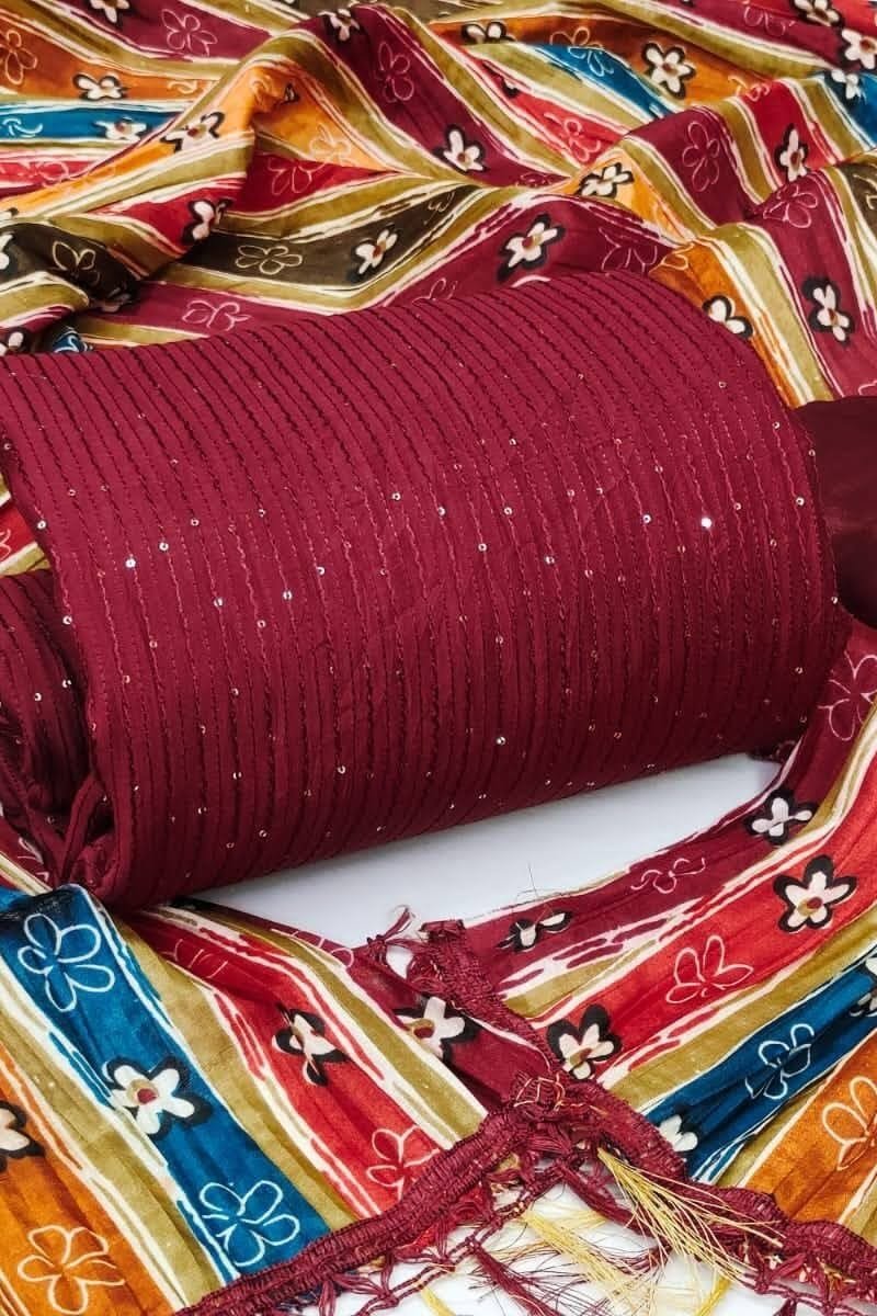 Diable Chanderi Croset Work Suit Wholesale Dress Material