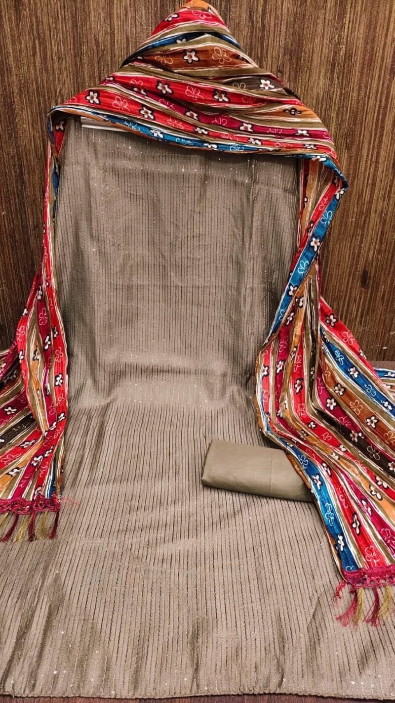 Diable Chanderi Croset Work Suit Wholesale Dress Material