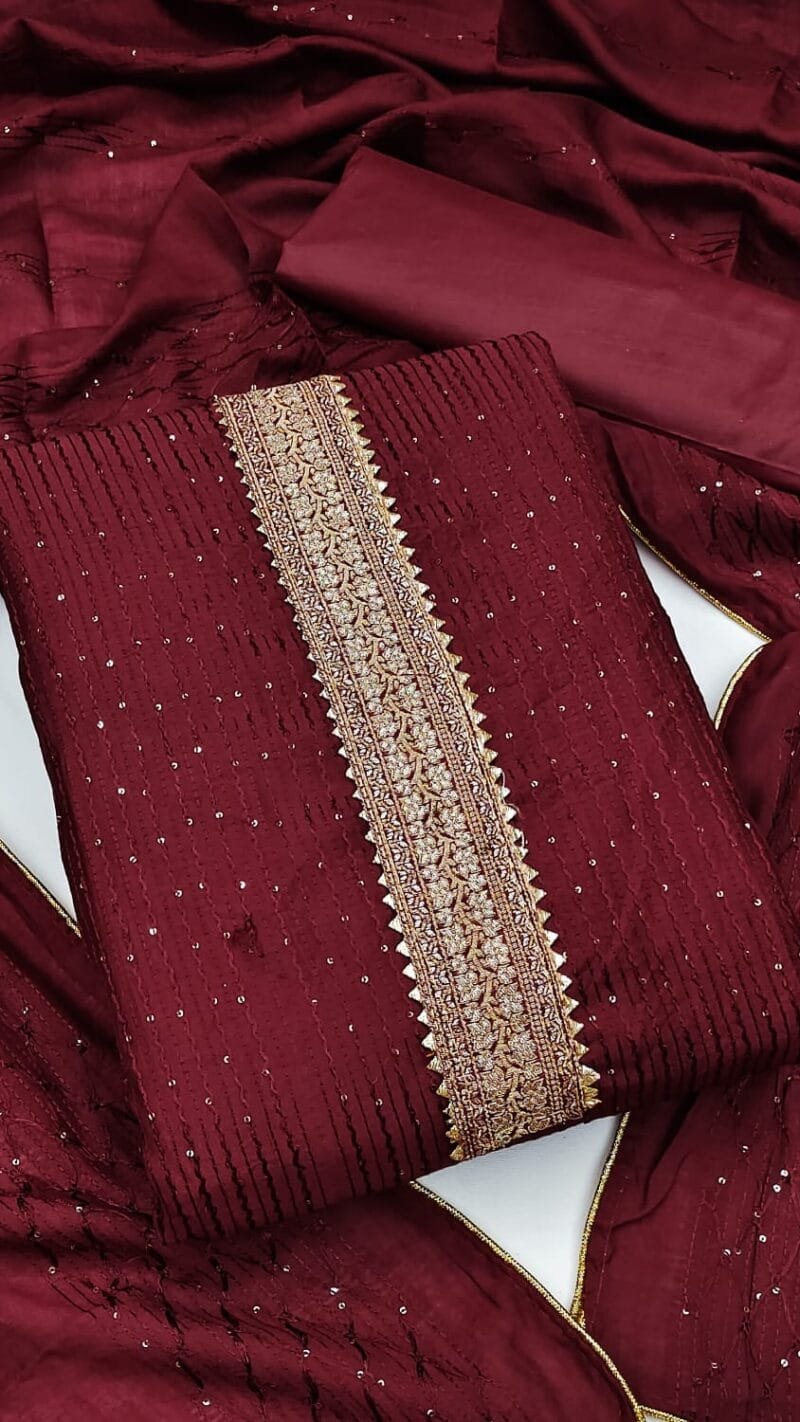 Diable Chanderi Croset Work Wholesale Dress Material