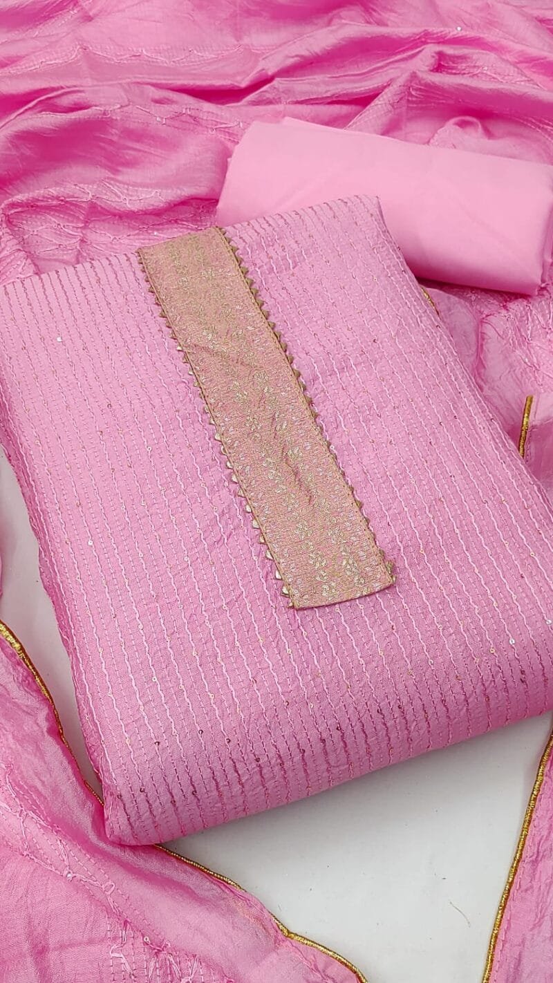 Diable Chanderi Croset Work Wholesale Dress Material