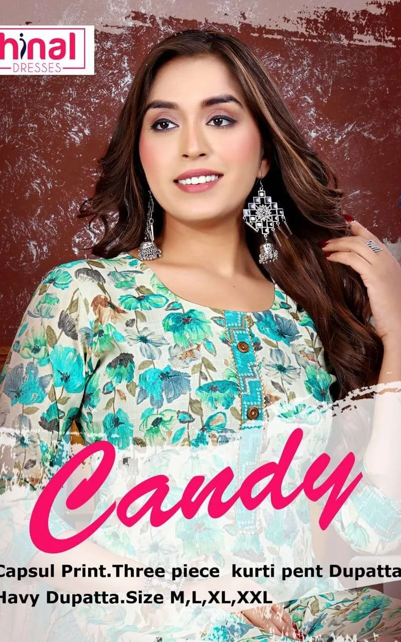 Hinal Candy Heavy Capsule Print Kurti Bottom Dupatta