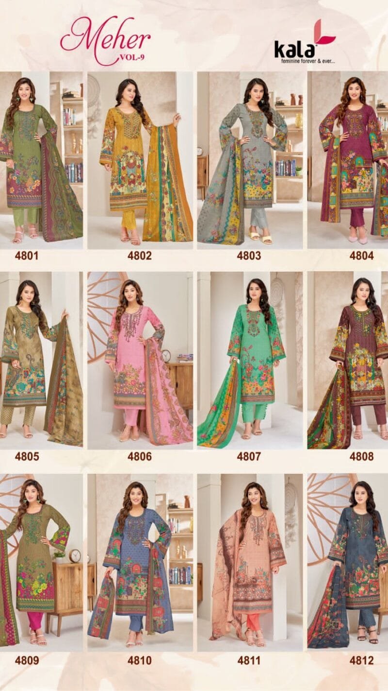 Kala Meher Vol 9 Wholesale Cotton Dress Material