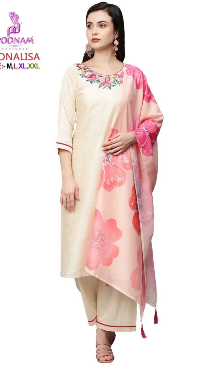 Monalisa Poonam Designer Kurti Plazzo Dupatta