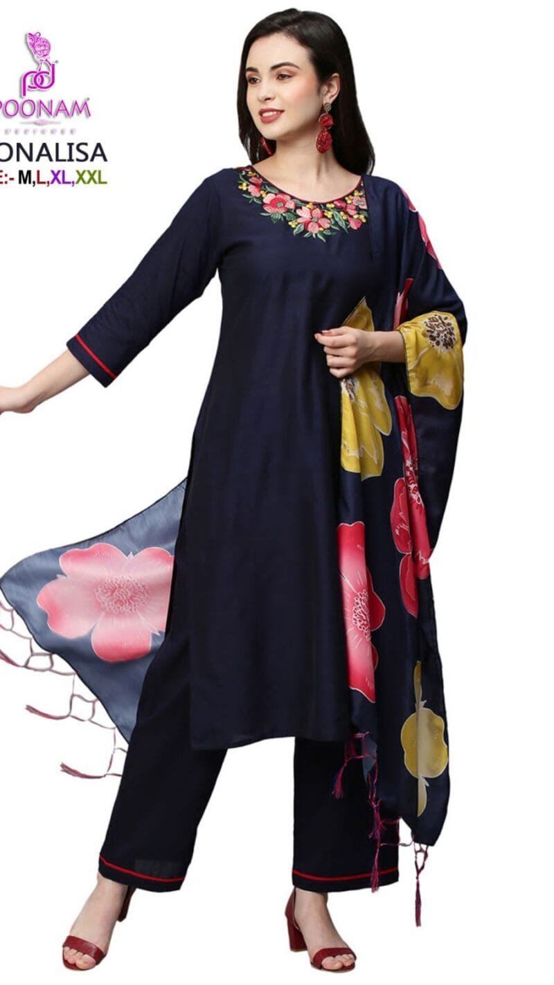 Monalisa Poonam Designer Kurti Plazzo Dupatta