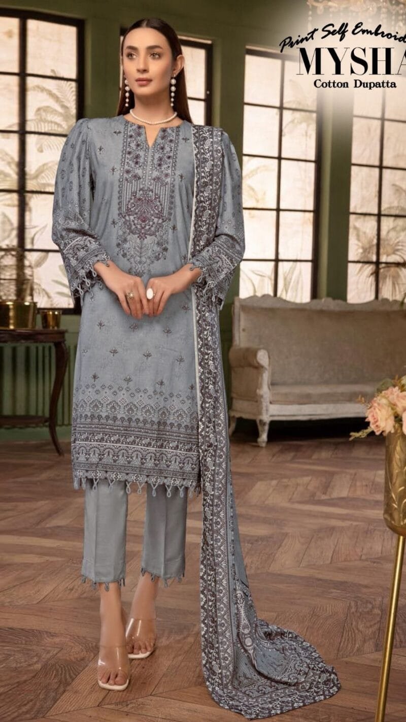 Mysha Self Embroidery Collection Gull Aahmed Lawn Collection