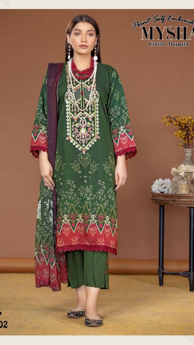 Mysha Self Embroidery Collection Gull Aahmed Lawn Collection
