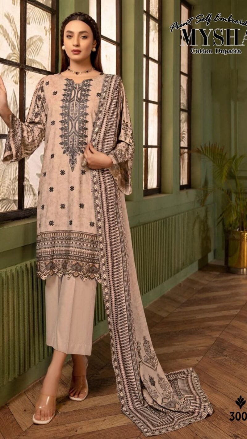 Mysha Self Embroidery Collection Gull Aahmed Lawn Collection