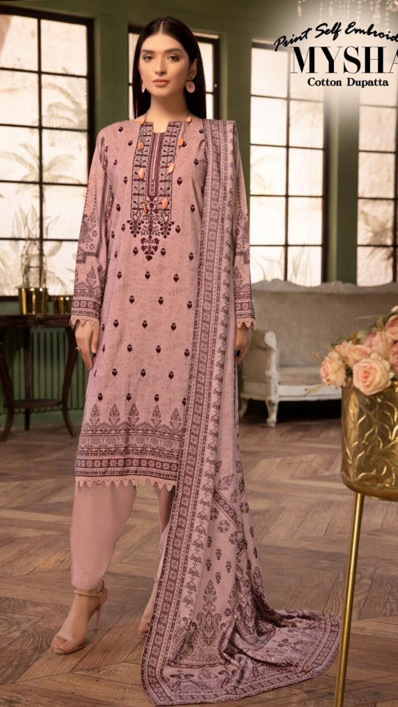 Mysha Self Embroidery Collection Gull Aahmed Lawn Collection