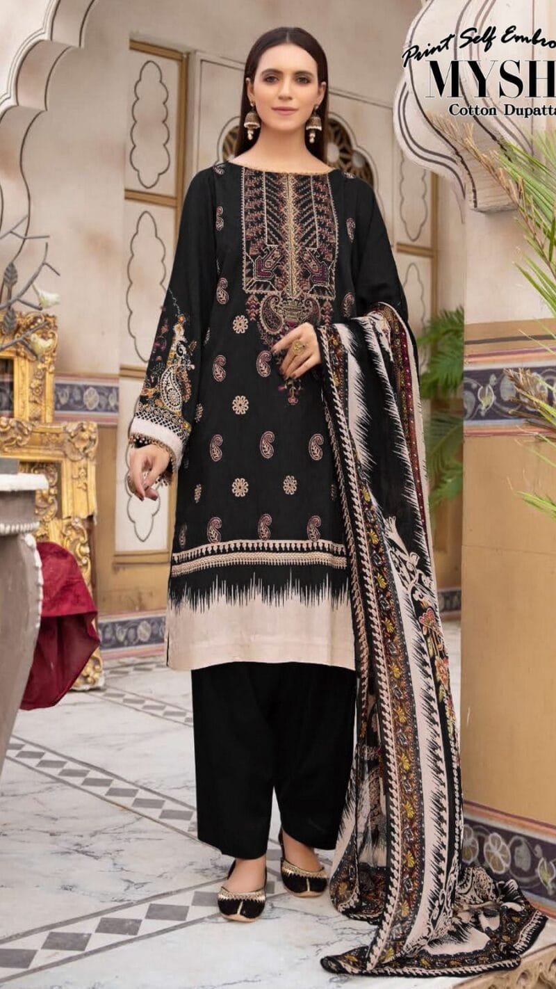 Mysha Self Embroidery Collection Gull Aahmed Lawn Collection