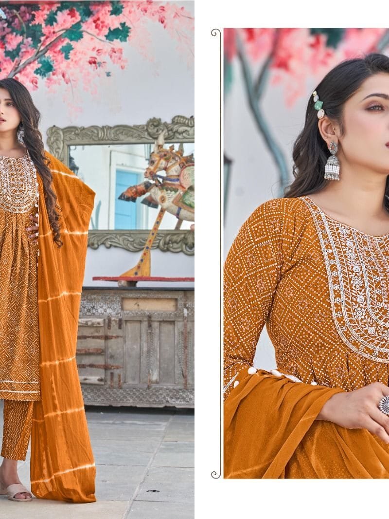Nyra cut Top Pant Dupatta Master Pankhi Readymade