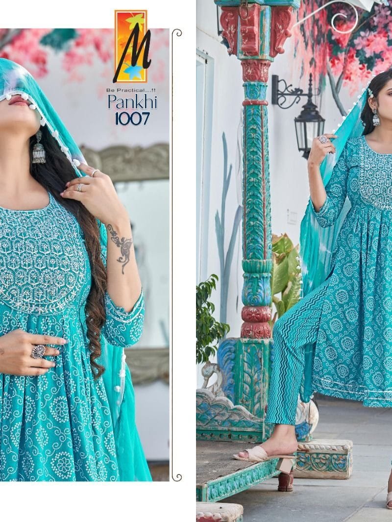 Nyra cut Top Pant Dupatta Master Pankhi Readymade