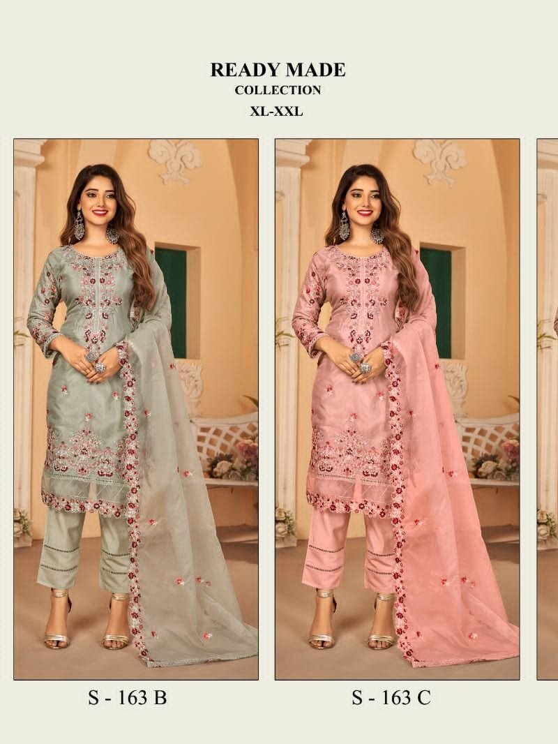 Serine S 163 Readymade Collection Organza Embroidered with Handwork