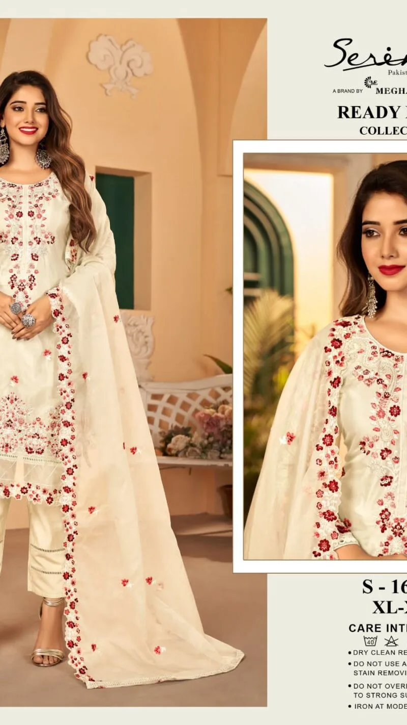 Serine S 163 Readymade Collection Organza Embroidered with Handwork