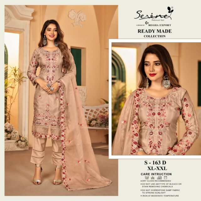 Serine S 163 Readymade Collection Organza Embroidered with Handwork