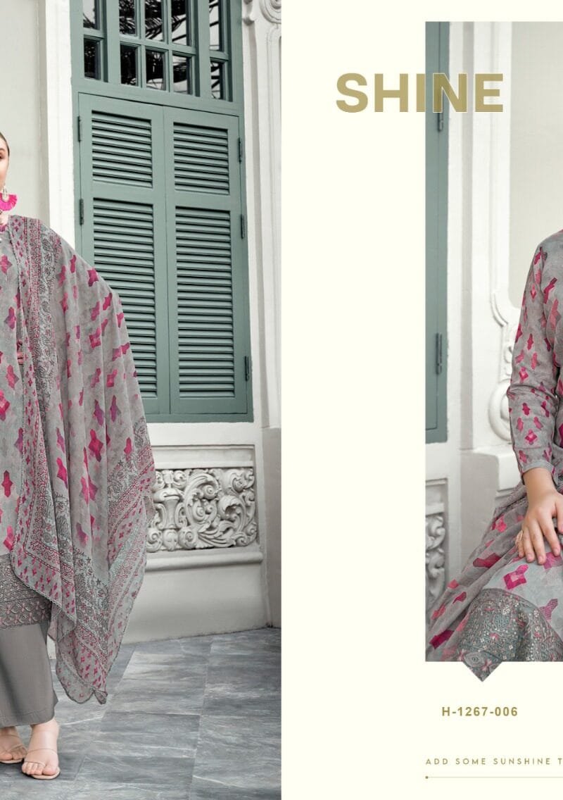Shafaa Vol 3 Alok Suit Pure Jam Digital Cotton With Daman Embroidery