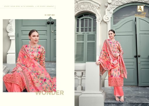 Shafaa Vol 3 Alok Suit Pure Jam Digital Cotton With Daman Embroidery