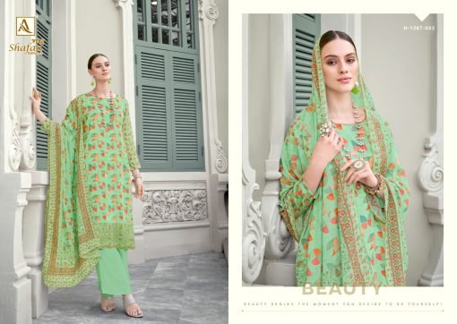 Shafaa Vol 3 Alok Suit Pure Jam Digital Cotton With Daman Embroidery