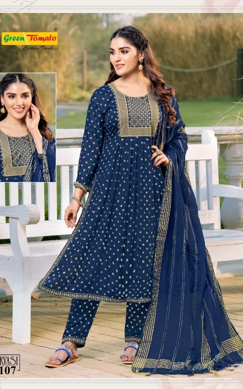 Urvashi Green Tomato Presenting 3 Piece Set Readymade