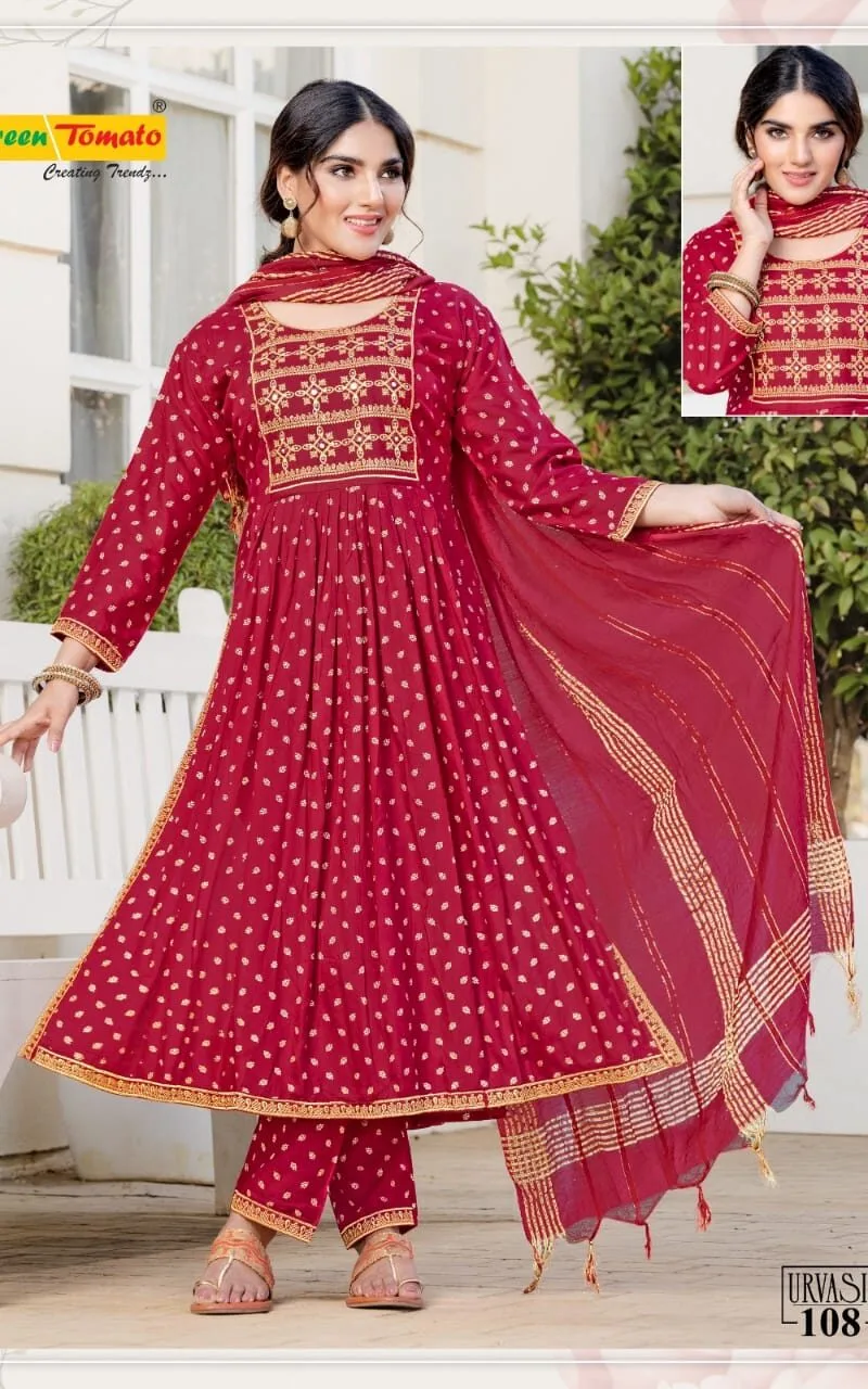 Urvashi Green Tomato Presenting 3 Piece Set Readymade