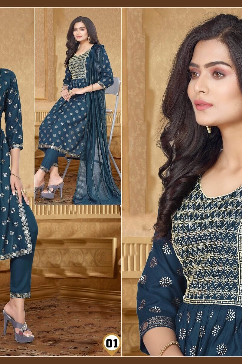 Aakruti Master Sequence Work Kurti with Bottom & Dupatta