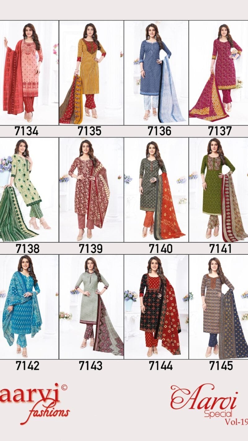 Aarvi Special Vol 19 Aarvi Fashion Wholesale Cotton Dress Material