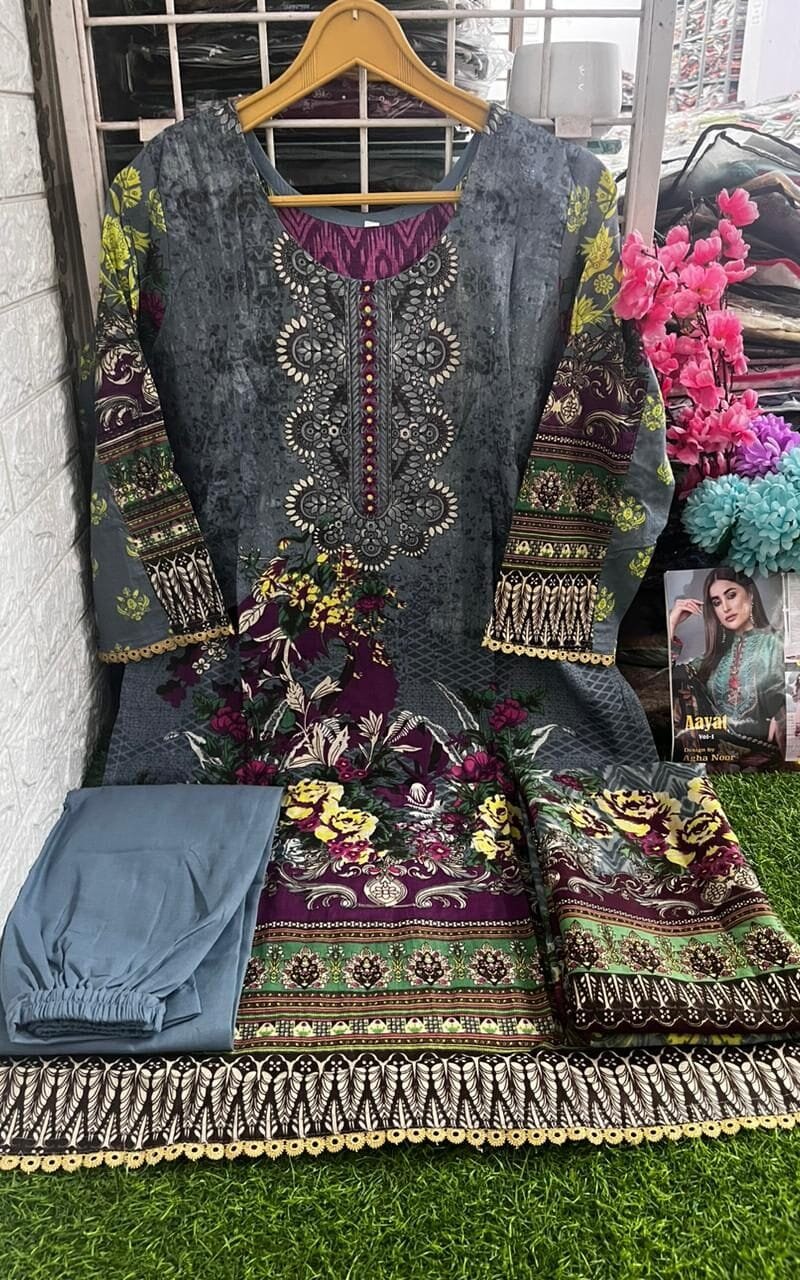 Aayat Agha Noor Readymade lawn cotton collection