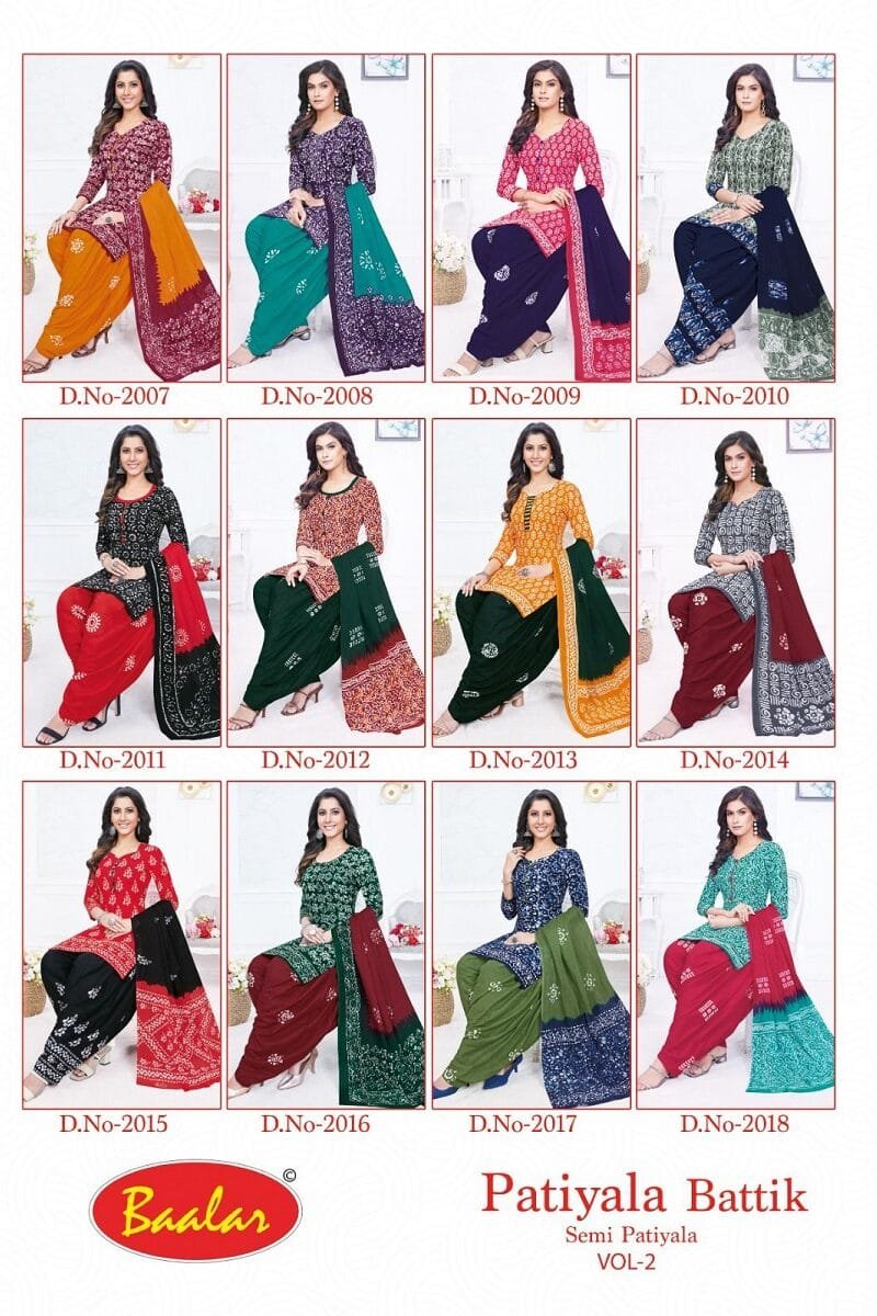 Baalar Battik Patiyala Special Vol 2 Wholesale Cotton Dress Material