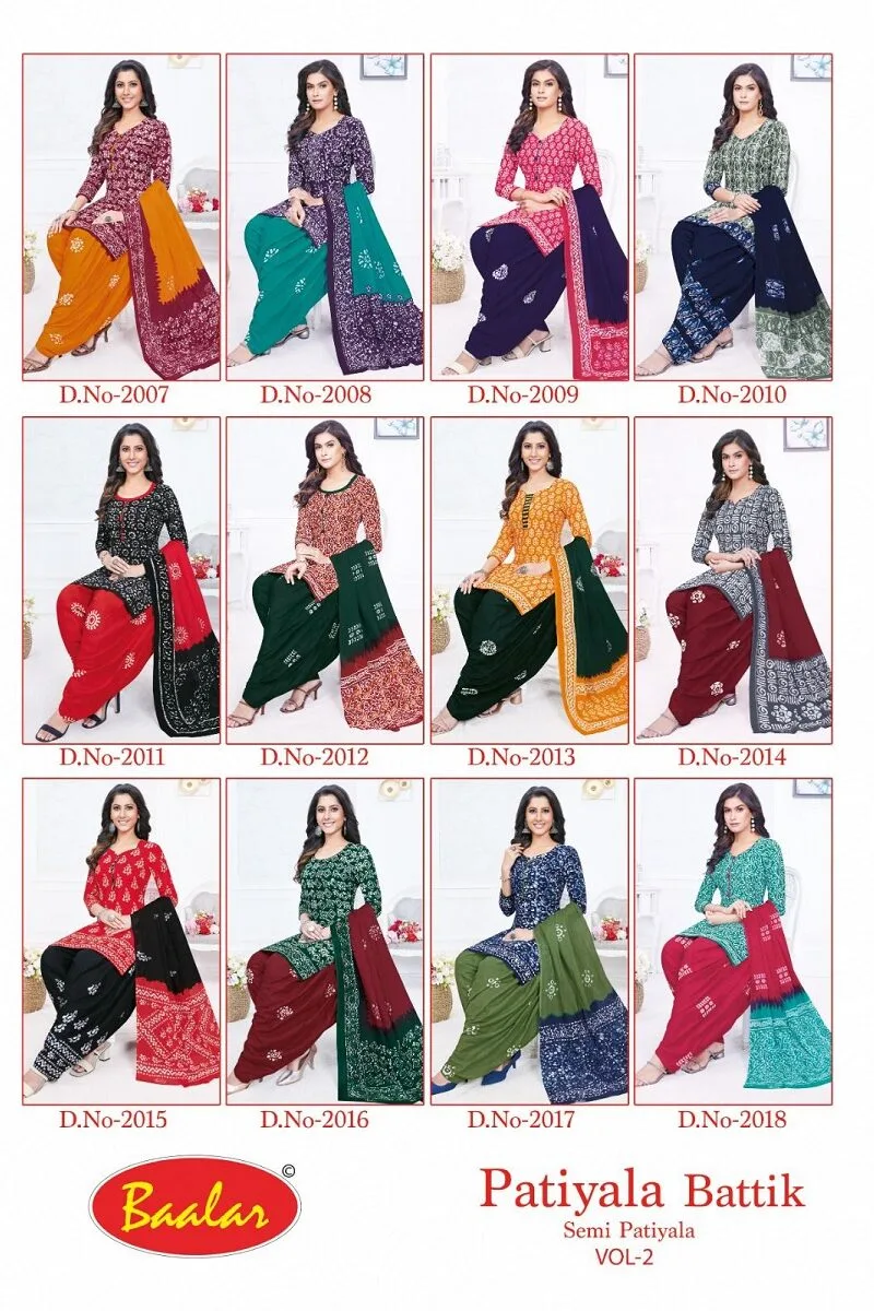 Baalar Battik Patiyala Special Vol 2 Wholesale Cotton Dress Material