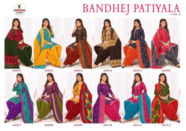 Bandhej Patiyala Vol 6 Vandana Fashion Wholesale Cotton Dress Material