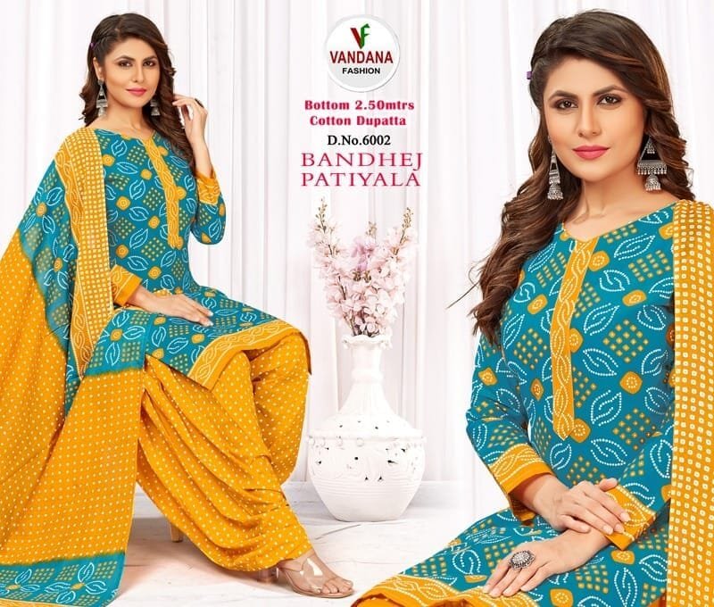 Bandhej Patiyala Vol 6 Vandana Fashion Wholesale Cotton Dress Material