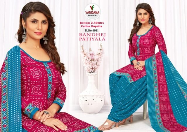 Bandhej Patiyala Vol 6 Vandana Fashion Wholesale Cotton Dress Material