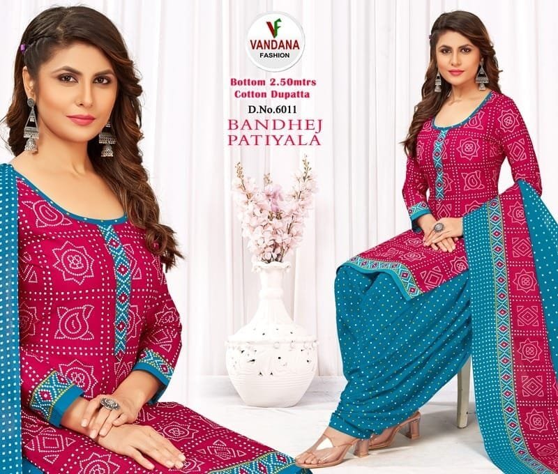 Bandhej Patiyala Vol 6 Vandana Fashion Wholesale Cotton Dress Material