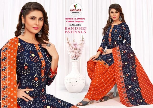 Bandhej Patiyala Vol 6 Vandana Fashion Wholesale Cotton Dress Material