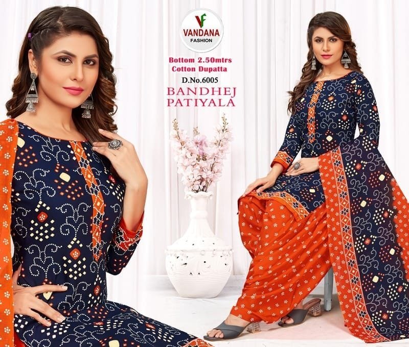 Bandhej Patiyala Vol 6 Vandana Fashion Wholesale Cotton Dress Material