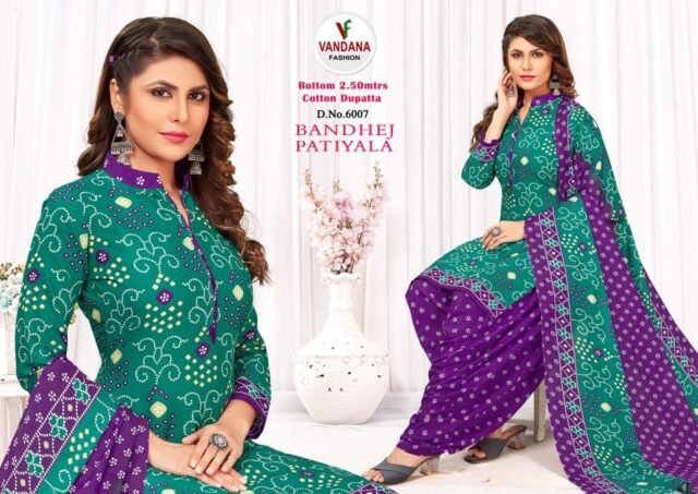 Bandhej Patiyala Vol 6 Vandana Fashion Wholesale Cotton Dress Material