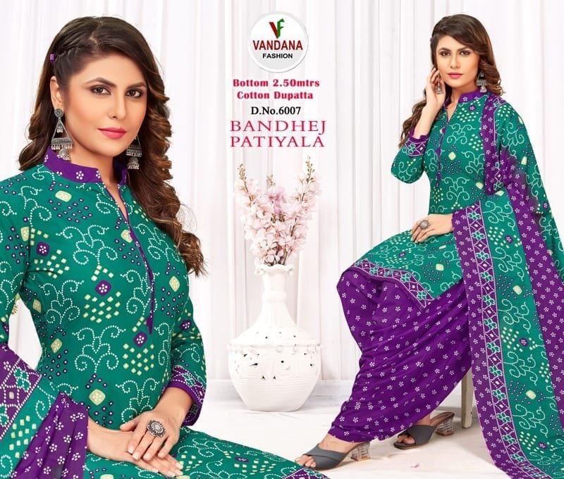 Bandhej Patiyala Vol 6 Vandana Fashion Wholesale Cotton Dress Material