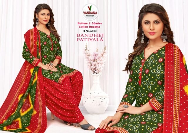 Bandhej Patiyala Vol 6 Vandana Fashion Wholesale Cotton Dress Material