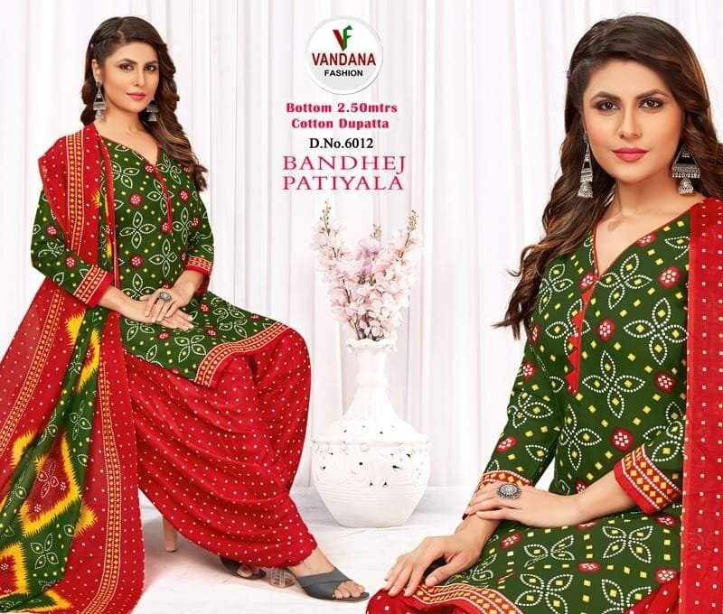 Bandhej Patiyala Vol 6 Vandana Fashion Wholesale Cotton Dress Material
