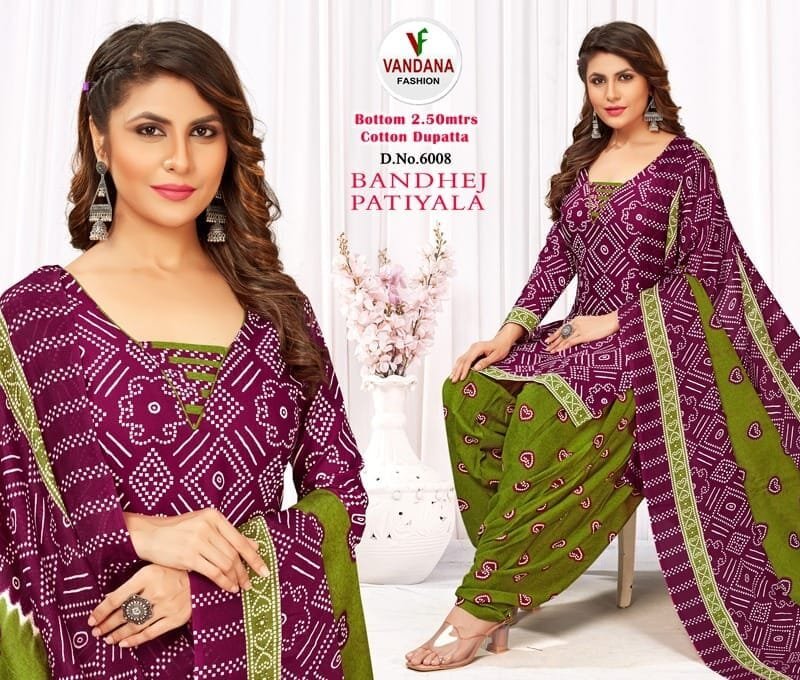 Bandhej Patiyala Vol 6 Vandana Fashion Wholesale Cotton Dress Material