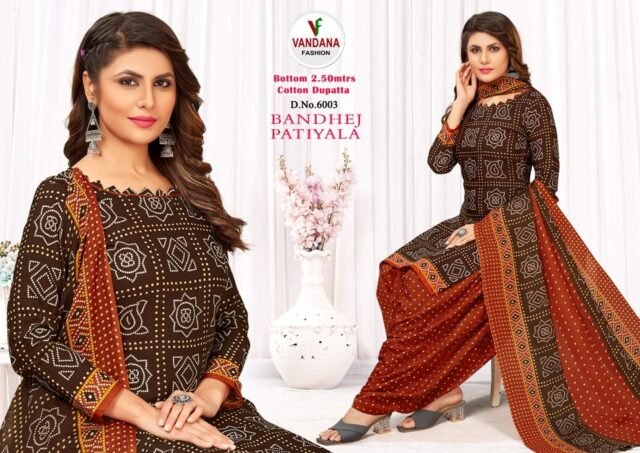 Bandhej Patiyala Vol 6 Vandana Fashion Wholesale Cotton Dress Material