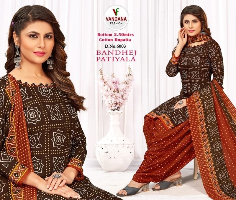 Bandhej Patiyala Vol 6 Vandana Fashion Wholesale Cotton Dress Material