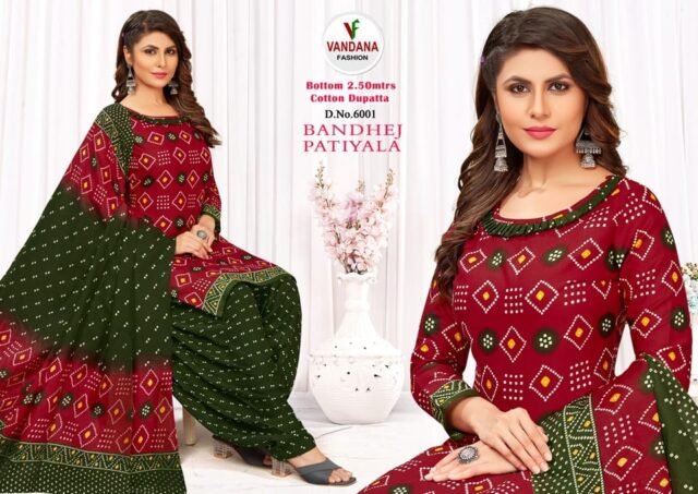 Bandhej Patiyala Vol 6 Vandana Fashion Wholesale Cotton Dress Material