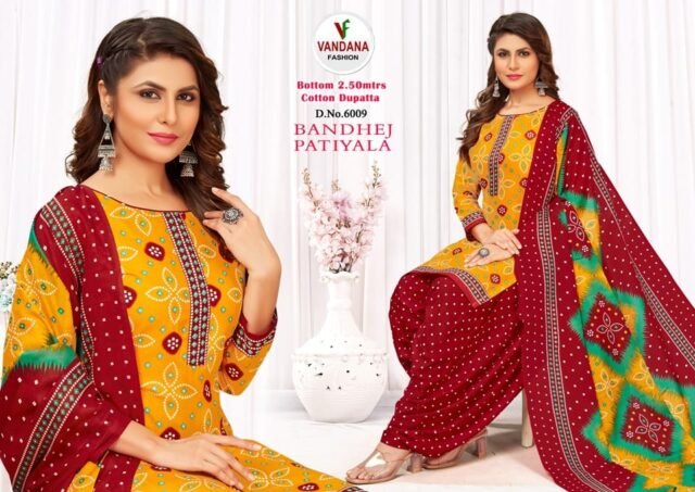 Bandhej Patiyala Vol 6 Vandana Fashion Wholesale Cotton Dress Material