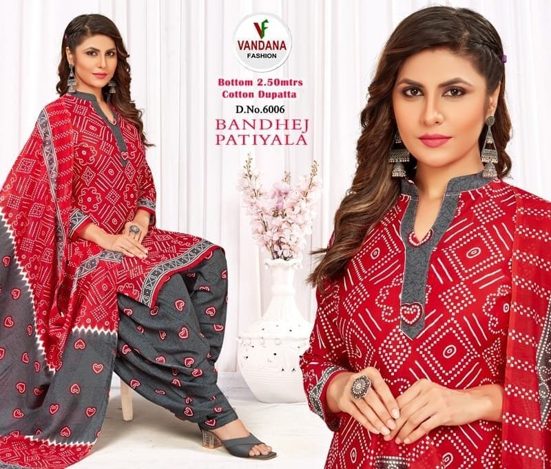 Bandhej Patiyala Vol 6 Vandana Fashion Wholesale Cotton Dress Material