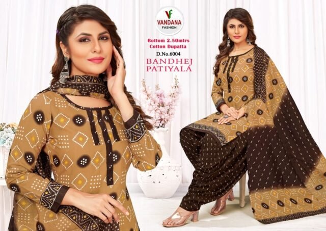 Bandhej Patiyala Vol 6 Vandana Fashion Wholesale Cotton Dress Material