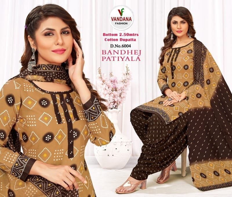 Bandhej Patiyala Vol 6 Vandana Fashion Wholesale Cotton Dress Material