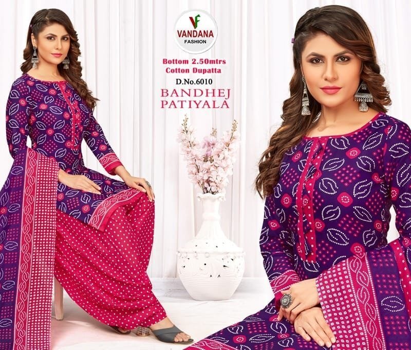 Bandhej Patiyala Vol 6 Vandana Fashion Wholesale Cotton Dress Material